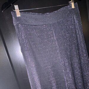Slinky Silver Metallic Shimmery Wide Leg Pants Medium